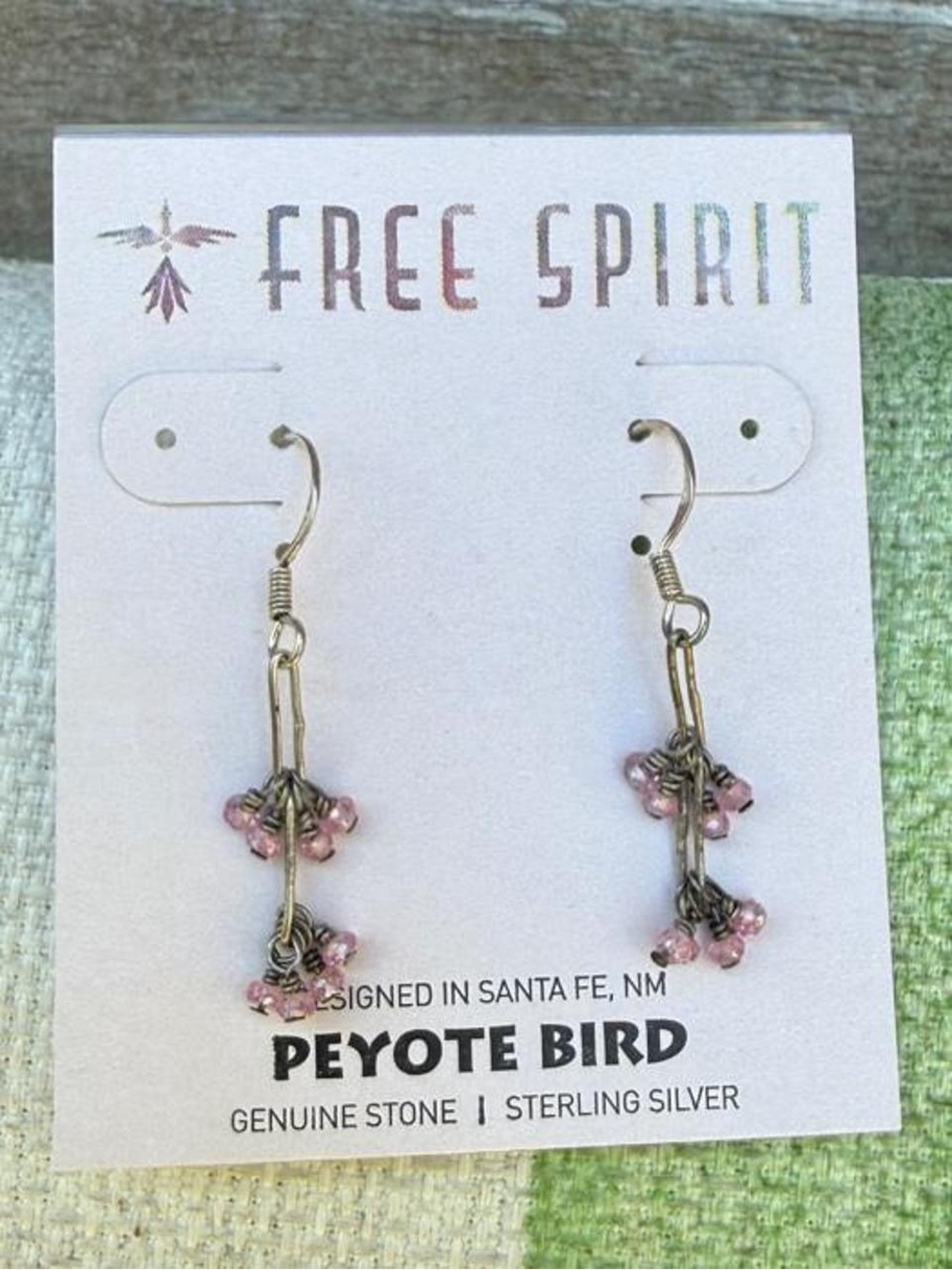 Free Spirit Peyote Bird Sterling Silver Pink Drop Earrings
